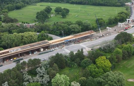 Toronto’s new elevated rail line is taking shape very fast