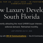 Haute Living and 5W AI Communications Launch the South Florida Luxury Real Estate AI Visibility Index™ — Cipriani Residences Miami Ranks #1