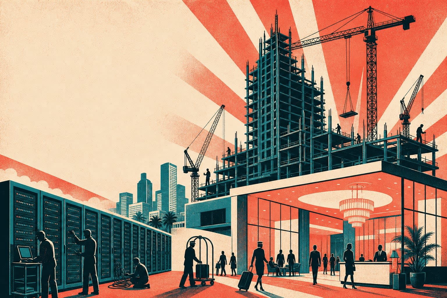 Global commercial real estate skyline representing market growth toward 2035