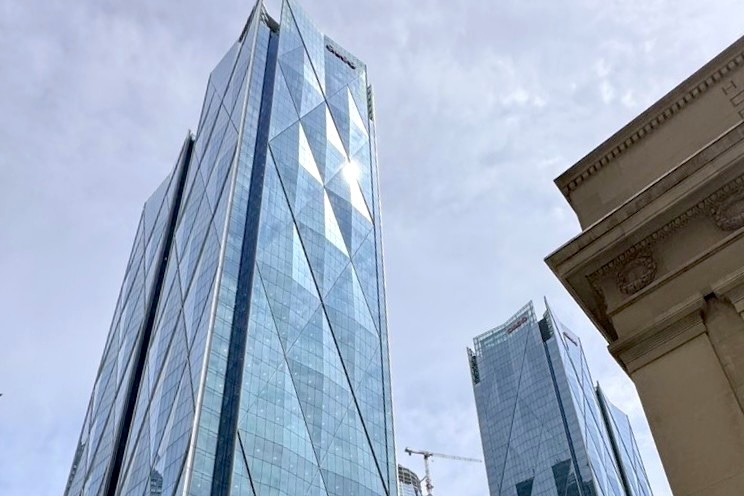 CIBC SQUARE North Tower and elevated park in Toronto's Financial District
