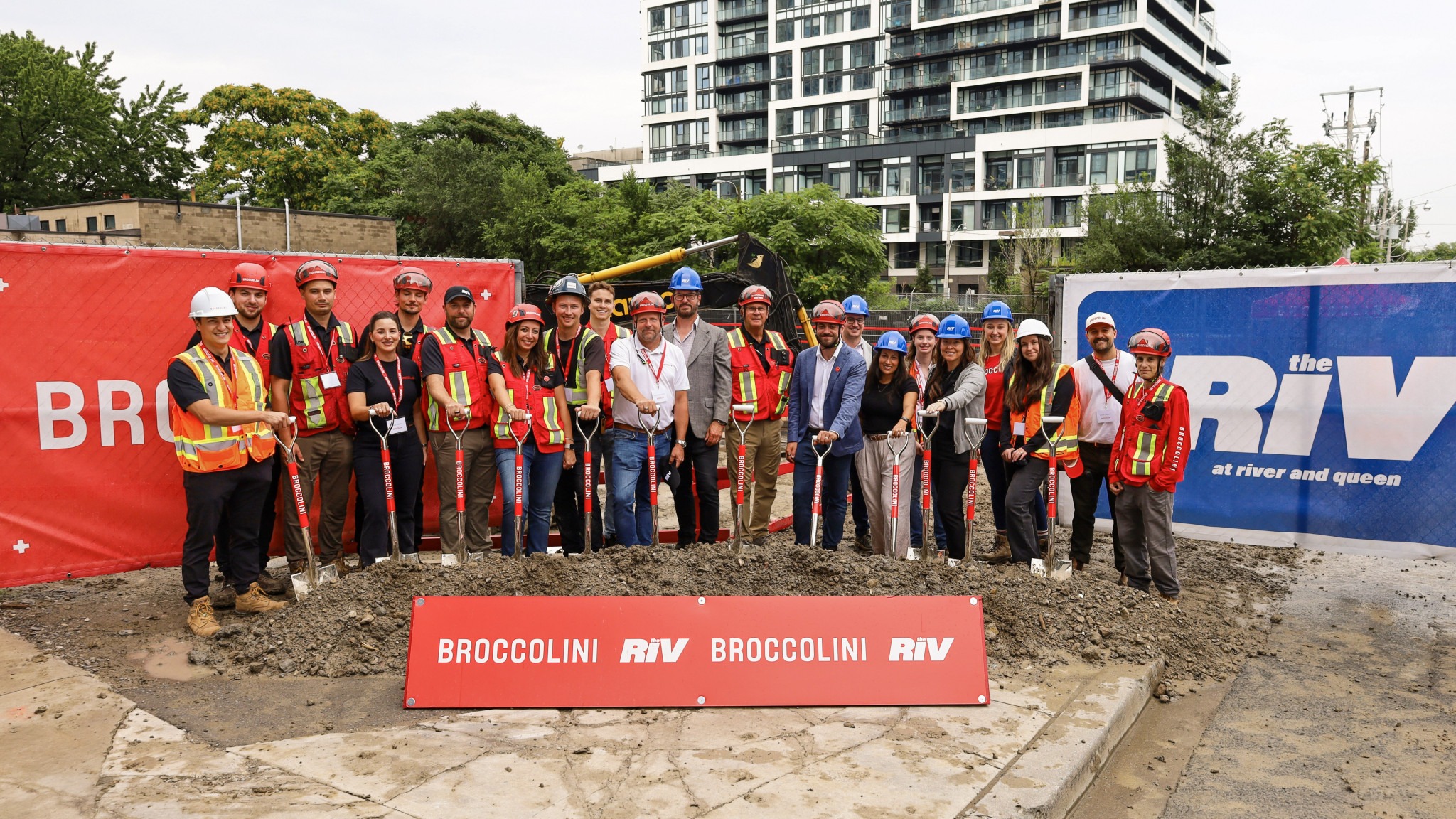 Groundbreaking ceremony for The Riv rental tower at Queen and River streets in downtown Toronto