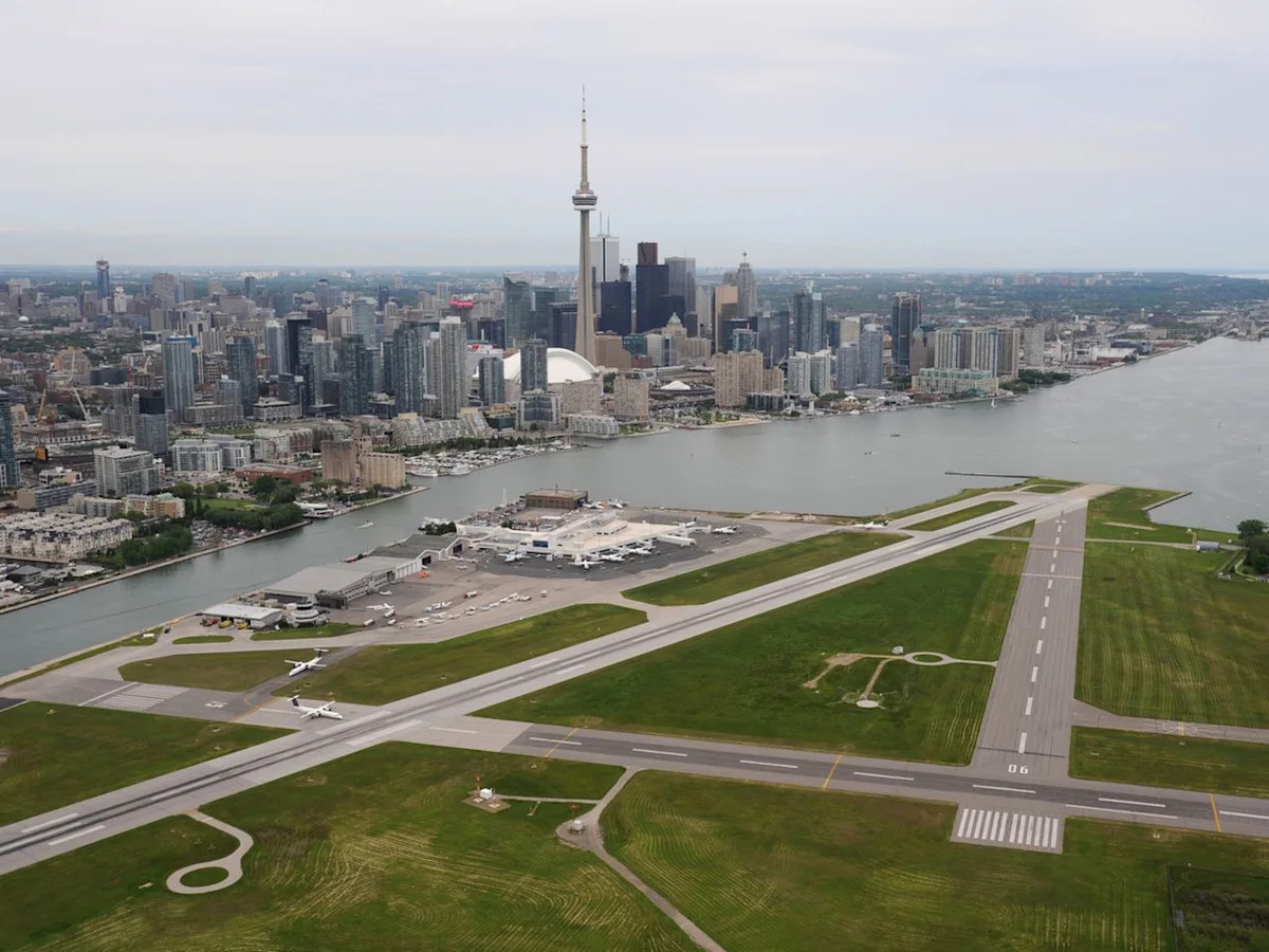 Aerial view representing large scale Canadian infrastructure and transportation planning