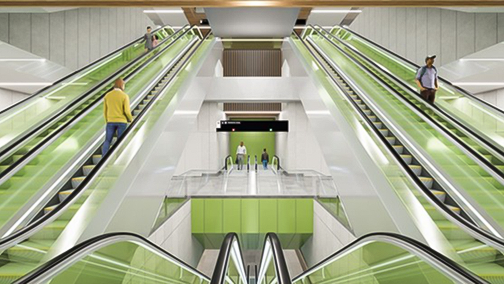 Rendering of the Pape Station area for the Ontario Line tunnel project