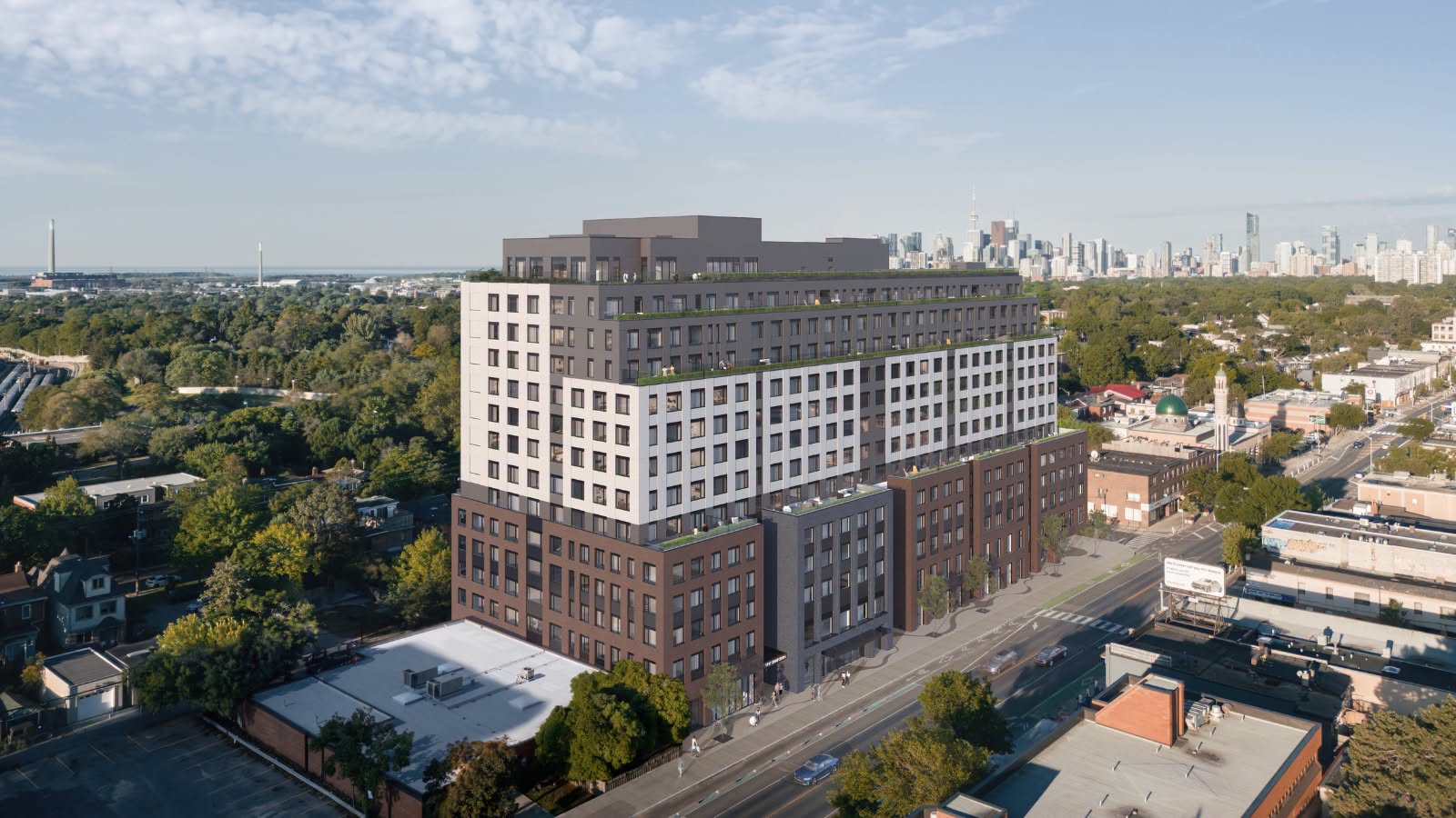 Construction site of the mixed-income rental development on Danforth Avenue in Toronto