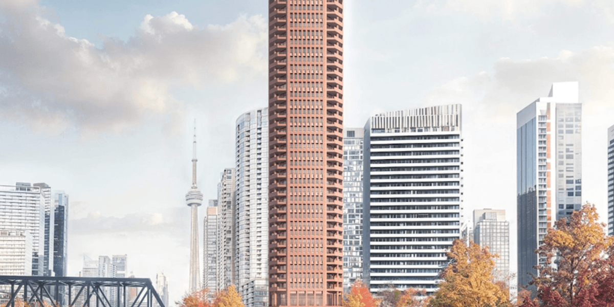 A 37-storey rental tower planned for 150 Queens Wharf Road in Toronto