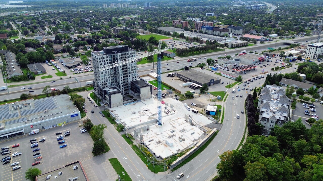 Elevate Condos tower and construction of next phases in Kitchener