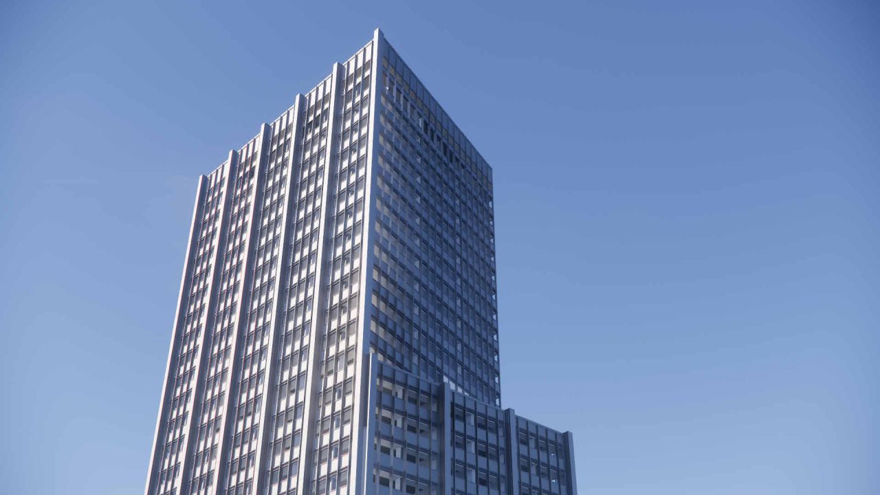 Rendering of the proposed 54-storey residential addition atop 200 University Avenue in Toronto