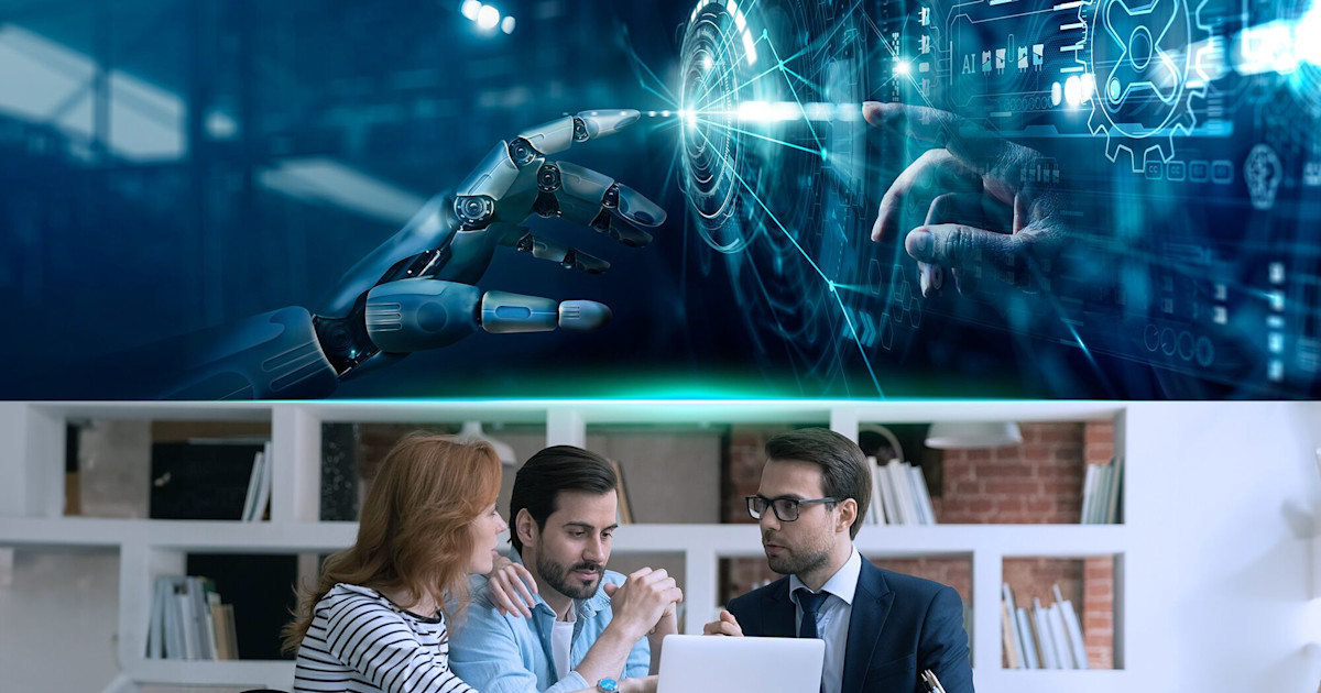 AI concept and a real estate agent working with clients