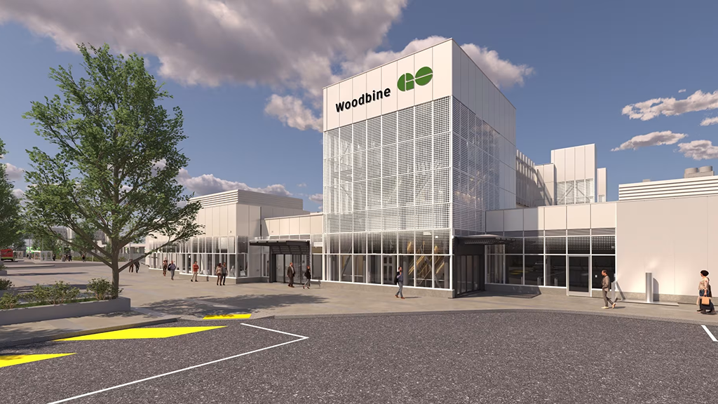 Rendering of the new Woodbine GO Station sign and platform structure