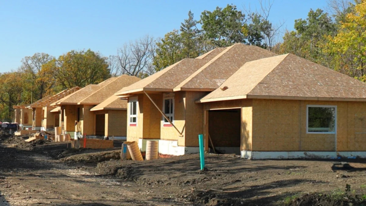 Row of homes under construction
