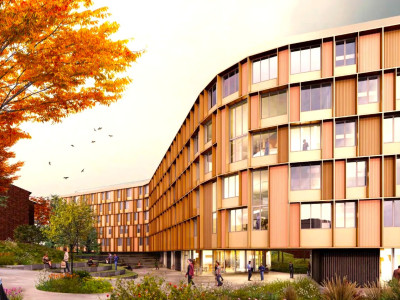 New UTM residence building set among trees along the Credit River