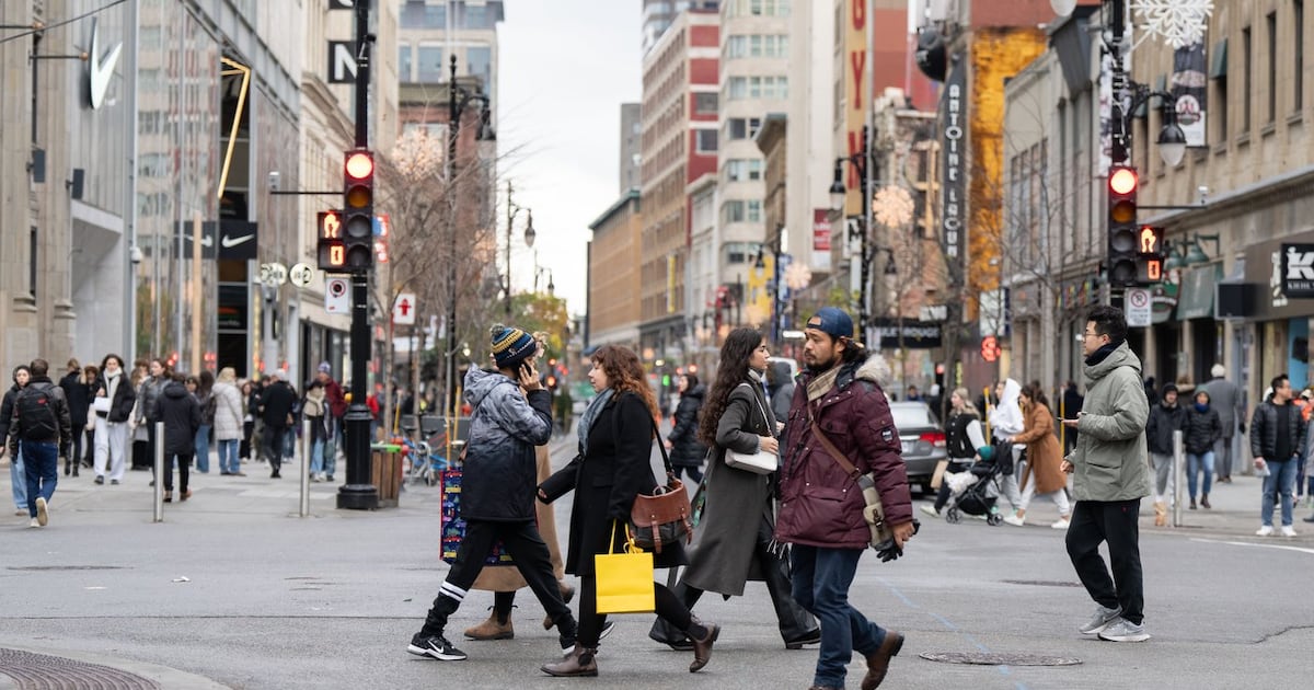 Retail storefronts in a Canadian commercial district