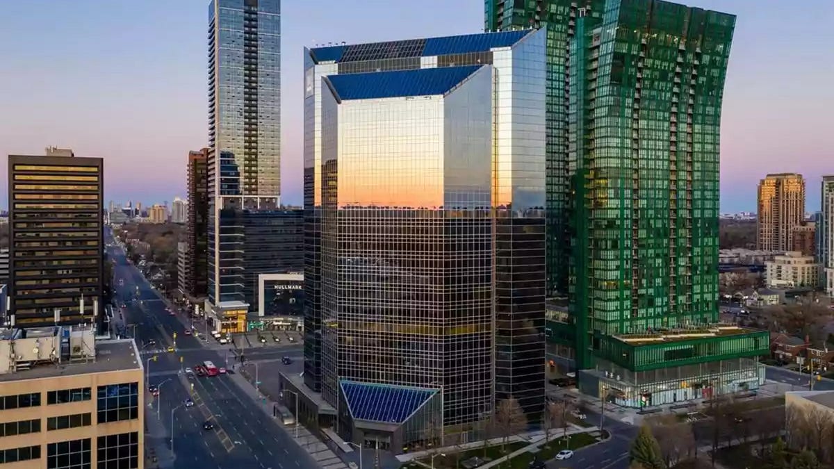 The 21-storey office tower at 25 Sheppard Avenue West in Toronto