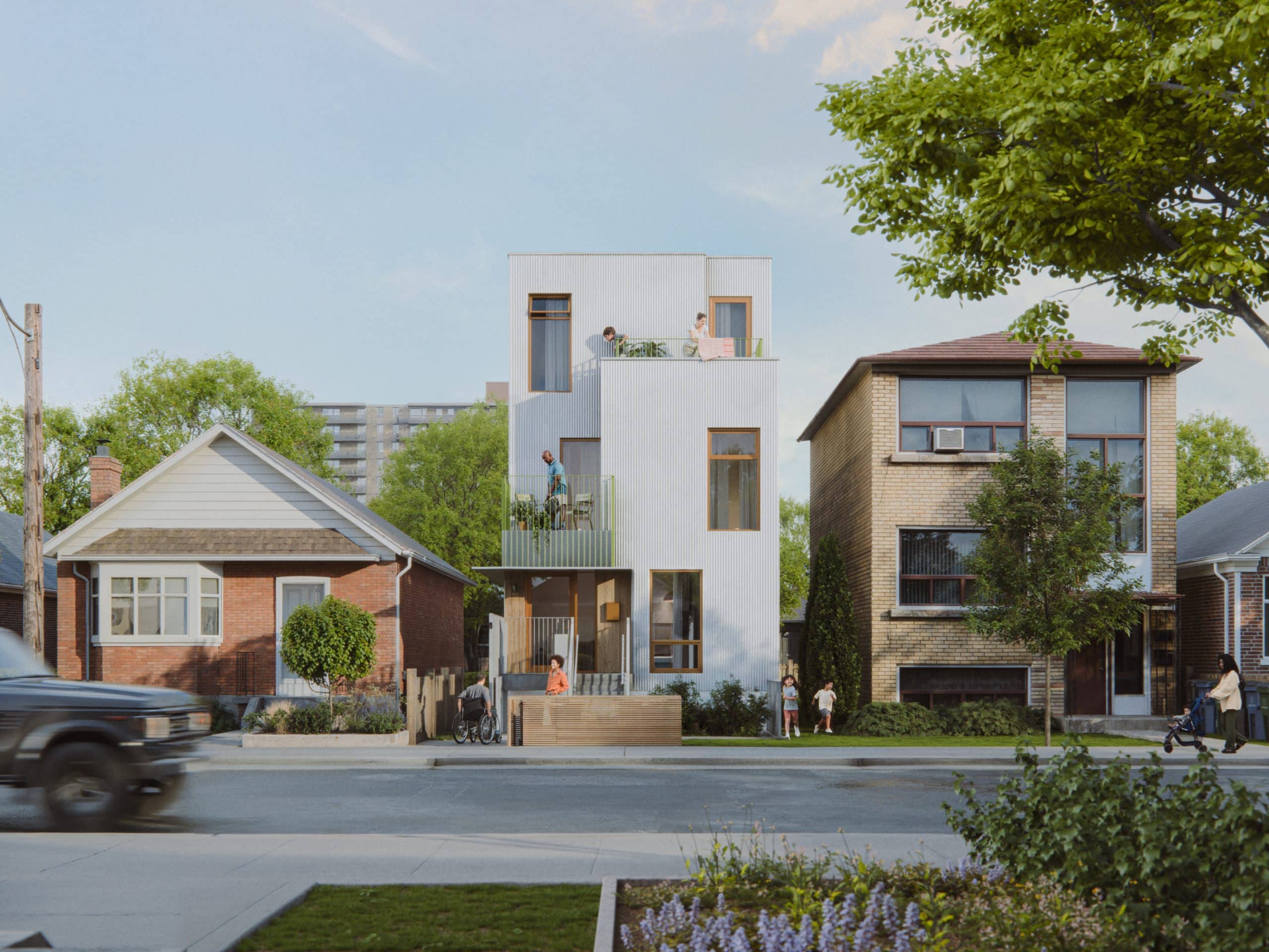 Toronto residential street with multiplex housing